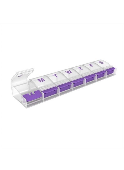 Weekly (7-Day) Pill Case, Medicine Planner, Vitamin Organizer Box, X-Large Push-Button Compartments, Convenient and Easy to Use, Color May Vary, BPA Free