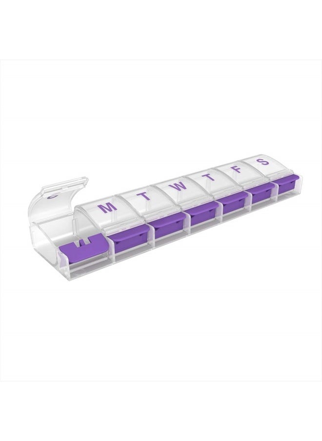 Weekly (7-Day) Pill Case, Medicine Planner, Vitamin Organizer Box, X-Large Push-Button Compartments, Convenient and Easy to Use, Color May Vary, BPA Free