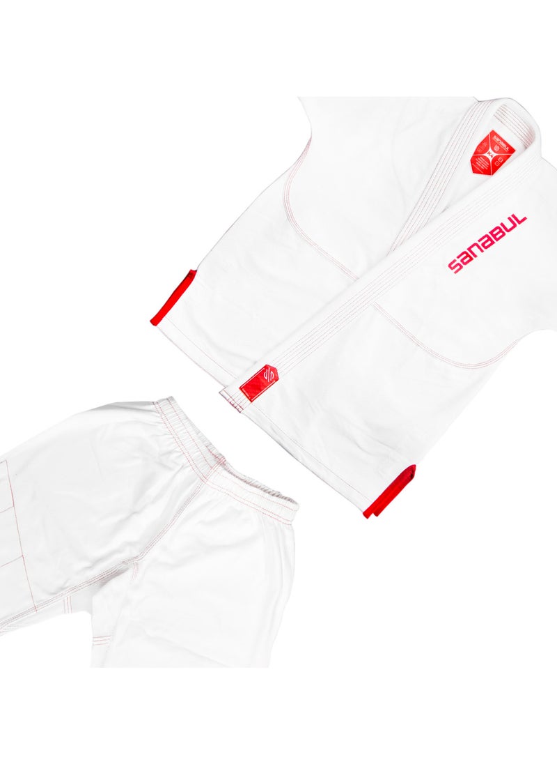 Sanabul  Future Legends BJJ Gi for Kids | Premium Youth Brazilian Jiu Jitsu Gi with FREE White Belt | Lightweight & Durable Jiu Jitsu Kimono for Children and Youth (White/Red, K2)  - Image 3