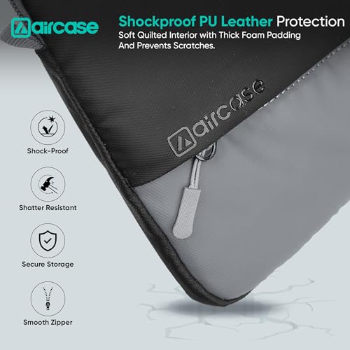AirCase Laptop Messenger Sleeve Bag 15.6 Inch for MacBook & Laptop, Water Resistant PU Leather, Shockproof Padded Laptop Bag with Shoulder Strap, Front Organiser Pocket & Office Crossbody Case (Black) - Image 4