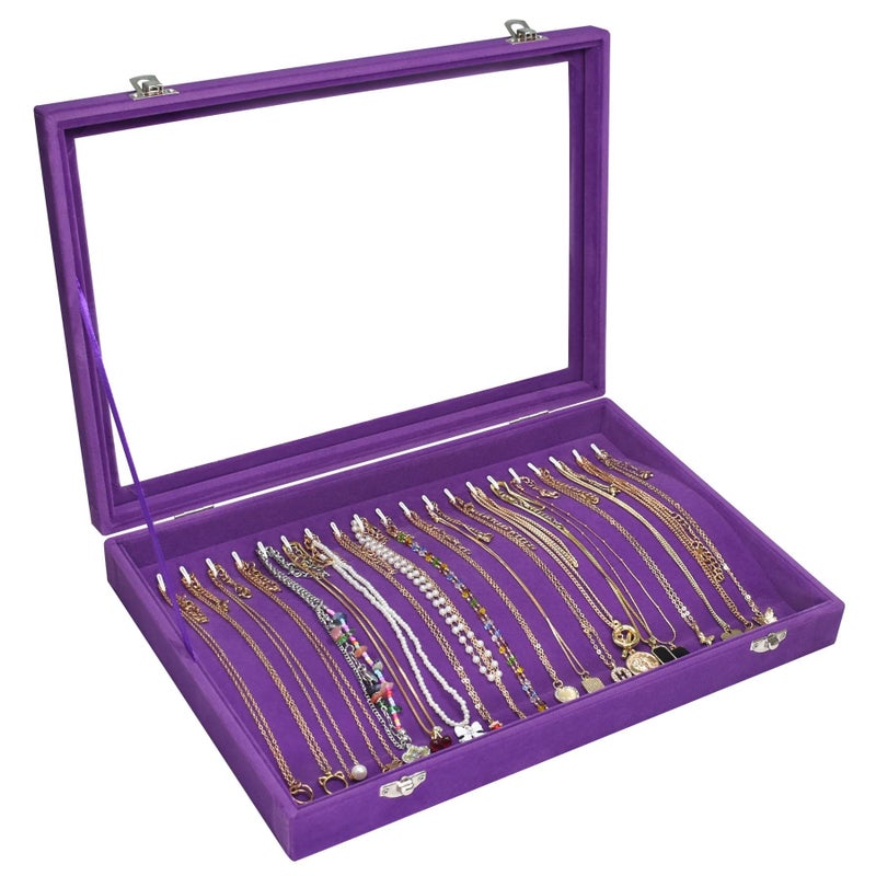 Vicoter Velvet Necklace Display Jewelry Tray 20 Hook Necklace Tray Necklace Pendant Jewelry Tray for Women and Girls - Image 1