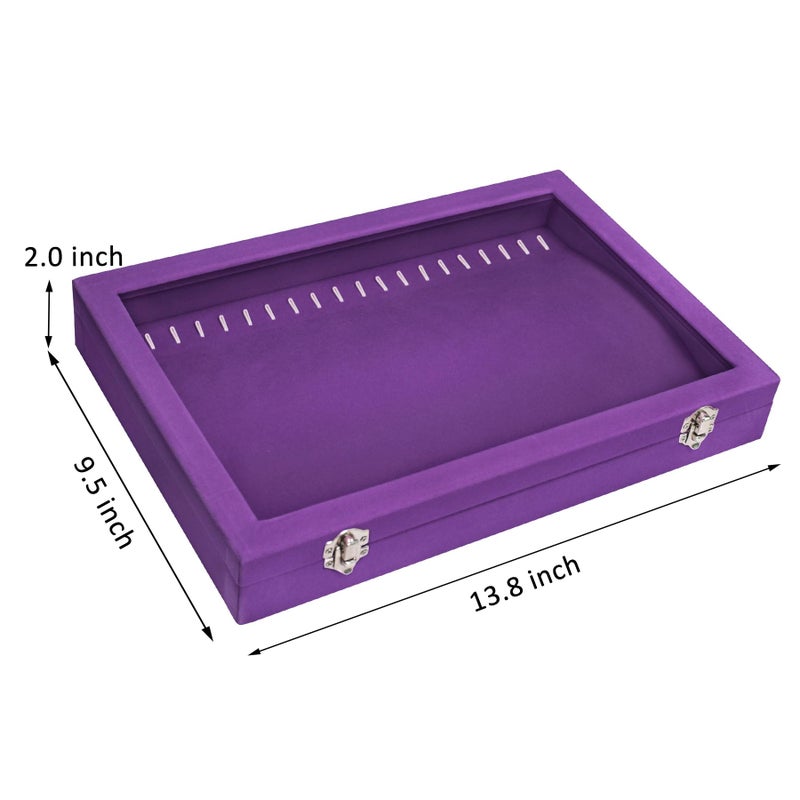 Vicoter Velvet Necklace Display Jewelry Tray 20 Hook Necklace Tray Necklace Pendant Jewelry Tray for Women and Girls - Image 2
