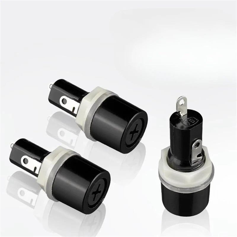 5 قطع حامل فتيل أسود أنبوبي مسطح مع صامولة دوارة للتركيب 0 2A 10A 250V - Image 3