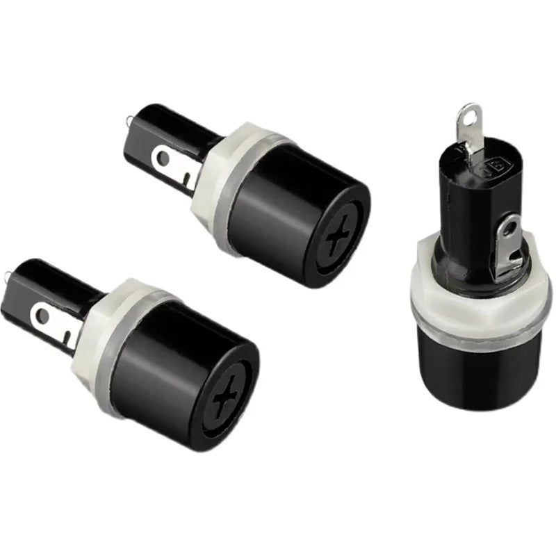 5 قطع حامل فتيل أسود أنبوبي مسطح مع صامولة دوارة للتركيب 0 2A 10A 250V - Image 2