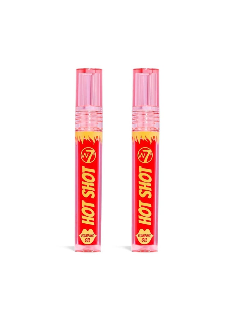 W7 W7 Hot Shot Plumping Oil Bundle - Enhancing & Repairing Plump Effect For Fuller Lips - Clear & Soft, Natural, Everyday Lip Care - 2 Pack  - Image 1