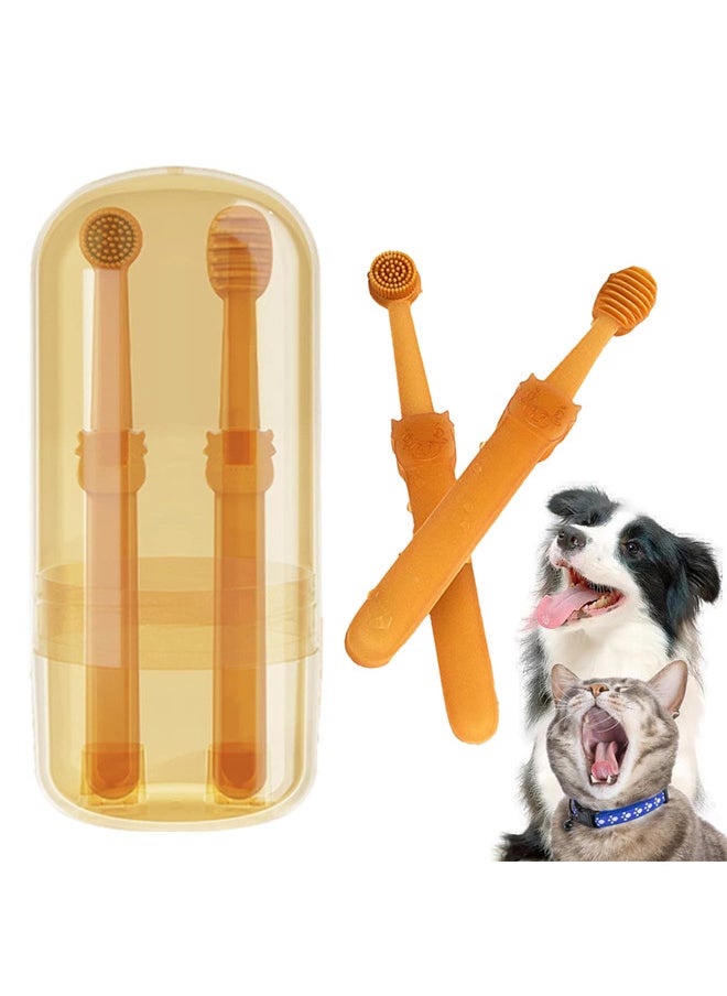 Neostyle Pet Toothbrush, 360 ° Cat Finger Cover Toothbrush for Cleaning Tongue Coating and Tooth Care(Toothbrush set-2pcs)  - Image 1