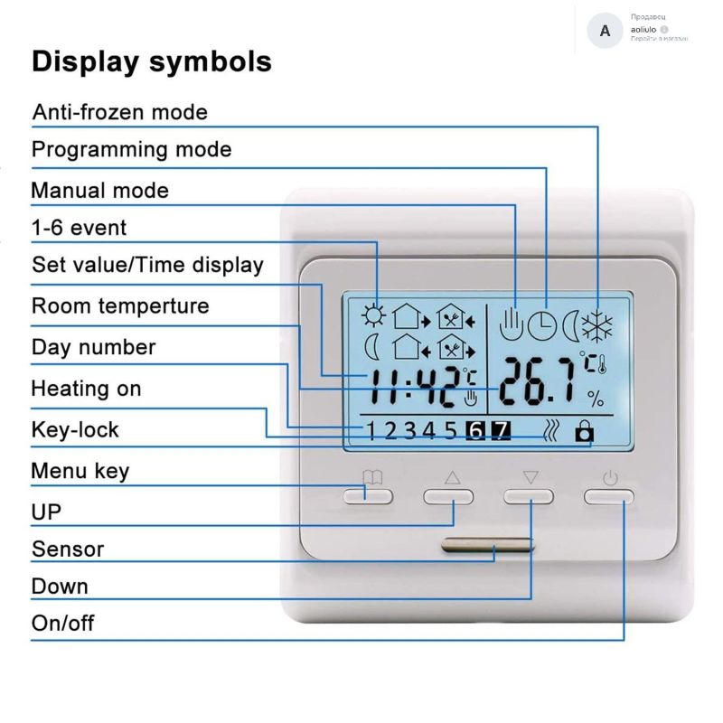An innovative with a digital LCD display for programmable 7-day floor heating (220-230V). - Image 2