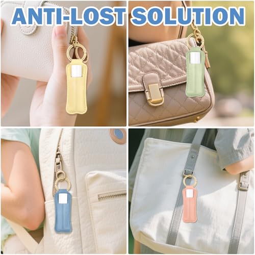 LUCKINEE 3PCS Lip Balm Holder For ChapStick Key Chain Lipstick Holder Key Chain, PU Leather Lip Balm Holder Pouch Keychain Lip Gloss Keychain With O Spring Key Chains Women Cute - Image 5