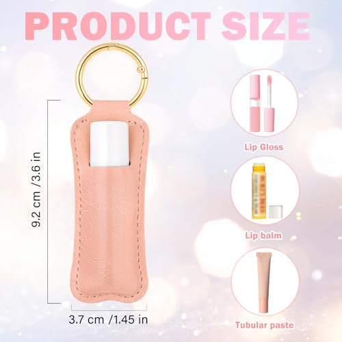 LUCKINEE 3PCS Lip Balm Holder For ChapStick Key Chain Lipstick Holder Key Chain, PU Leather Lip Balm Holder Pouch Keychain Lip Gloss Keychain With O Spring Key Chains Women Cute - Image 2