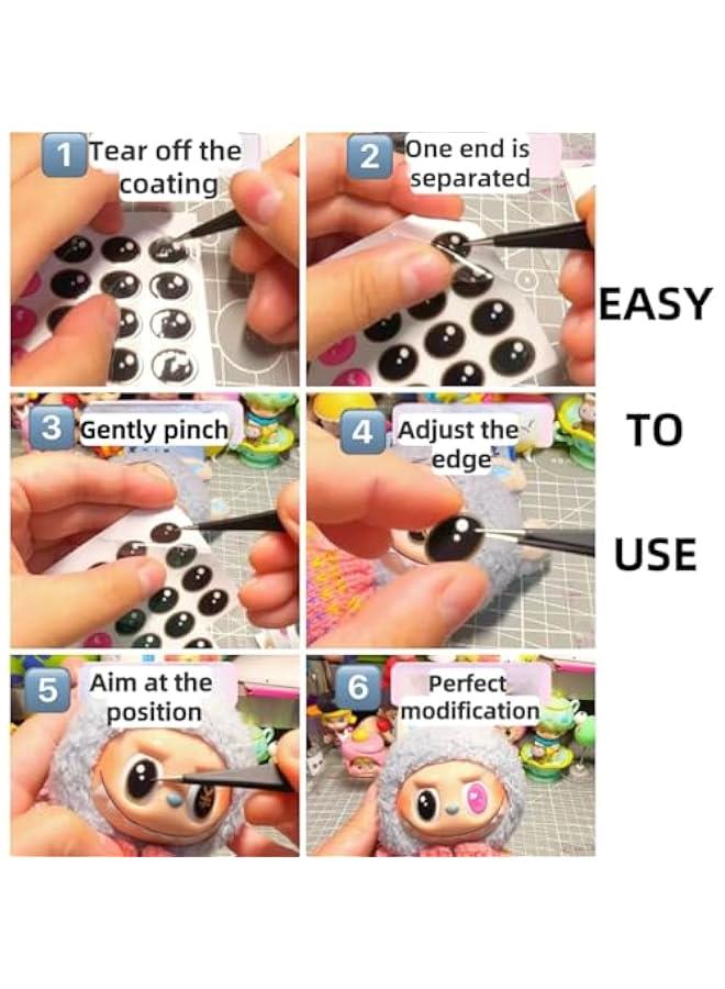Arabest 28 Pairs Decorative Eye Stickers for LABUBU Dolls，Eye Stickers Cute Cartoon Eyes for DIY LABUBU Dolls (F6 for Have a seat)  - Image 3
