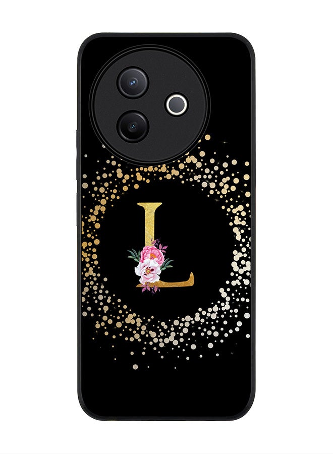 Stylizedd For Vivo Y39 5G / vivo Y300i 5G Case,Slim fit Camera Protection, Shockproof Thin Phone cover  - Custom Monogram Floral - L ( Black ) - Image 1