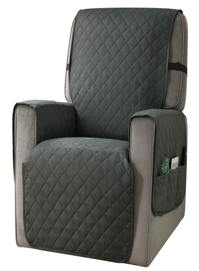 Ouka Recliner Cover for Dogs Seat Width to 25 Inch,Reversible Fabric Small Chair Sofa Protector with Elastic Straps,Non-Slip Armchair Cover for Pets and Kids(Small,Grey) - Image 1