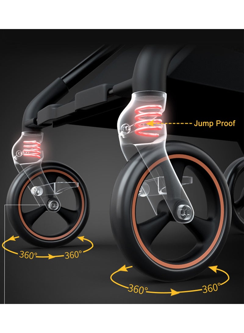 GT-Wheel Baby Stroller with Tray Portable Lightweight & Foldable Two Way Infant Stroller with Adjustable Handle Reversible Seat and Storage Basket - Image 5