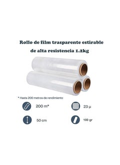 Transparent Film for Plastic Packaging 50 cm x 200 m, 23 Microns, Industrial Stretch Resistance, Transparent Adhesion, Wrap for Moving, Pallets. (Roll 4, Transparent Film) - pzsku/ZA748C8CAB19CD114CBF4Z/45/_/1739616771/630737d5-03d0-499c-9fac-3e6b1757e0ff