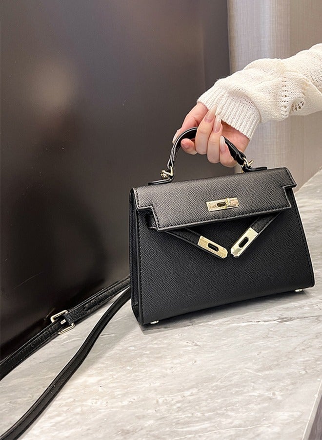 DUNISO Women's handbag, PU leather shoulder bag, fashionable crossbody bag，with detachable shoulder strap and top handle, comfortable and durable, suitable for shopping, work, dating, travel，black - Image 2