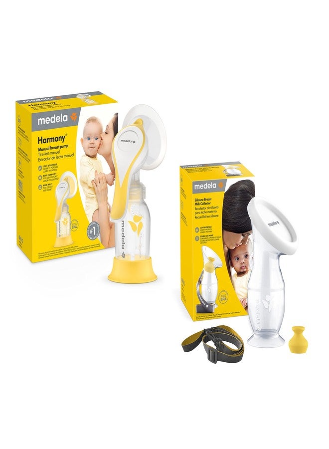 Medela Perfect Pair Bundle with Medela Harmony Manual Breast Pump & Silicone Breast Milk Collector, Lightweight and Discreet, Made Without BPA - Image 1