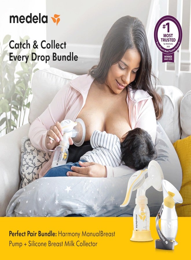 Medela Perfect Pair Bundle with Medela Harmony Manual Breast Pump & Silicone Breast Milk Collector, Lightweight and Discreet, Made Without BPA - Image 2