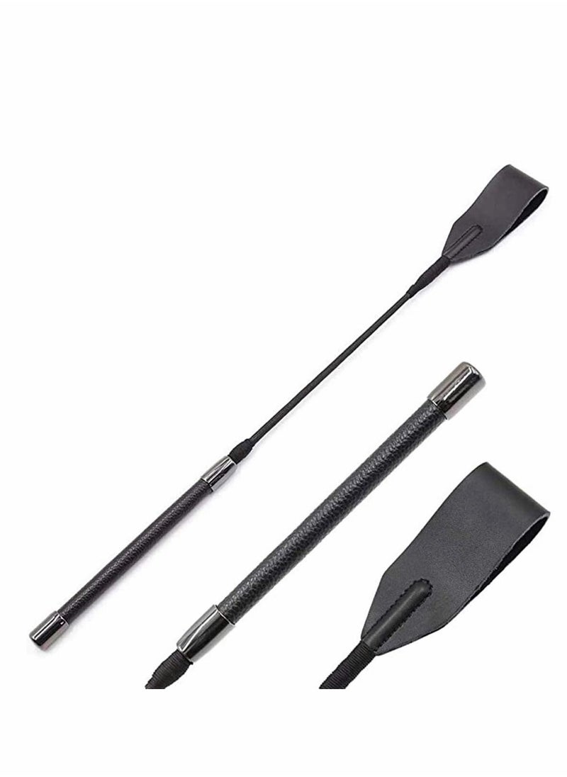 KASTWAVE 18 Inches Real Riding Crop English Whip, with Genuine Leather, Top Premium Quality Crops, Equestrianism Horse Crop Black Horse Whip Leathe  - Image 1