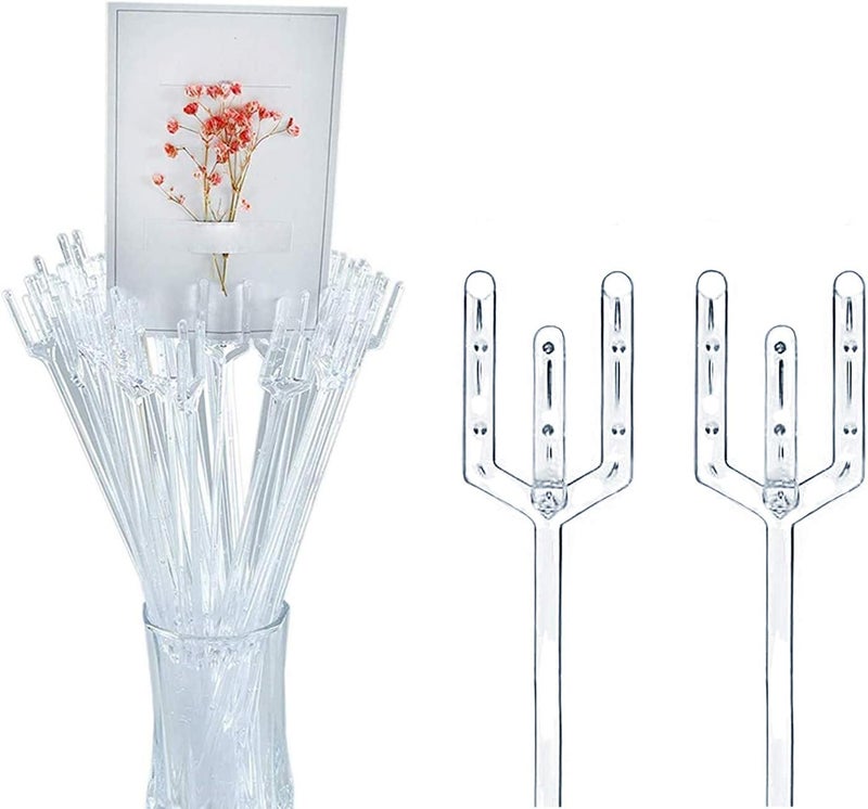 BEADNOVA Floral Pick Card Holder 50pcs 9inch Plastic Straight Head Flower Pick Card Holder for Floral Arrangement Bouquet Wedding Decoration (Fork Shape Head) - Image 1