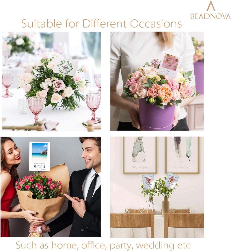 BEADNOVA Floral Pick Card Holder 50pcs 9inch Plastic Straight Head Flower Pick Card Holder for Floral Arrangement Bouquet Wedding Decoration (Fork Shape Head) - Image 5