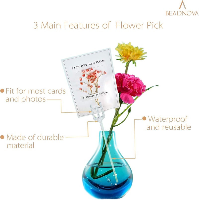 BEADNOVA Floral Pick Card Holder 50pcs 9inch Plastic Straight Head Flower Pick Card Holder for Floral Arrangement Bouquet Wedding Decoration (Fork Shape Head) - Image 4
