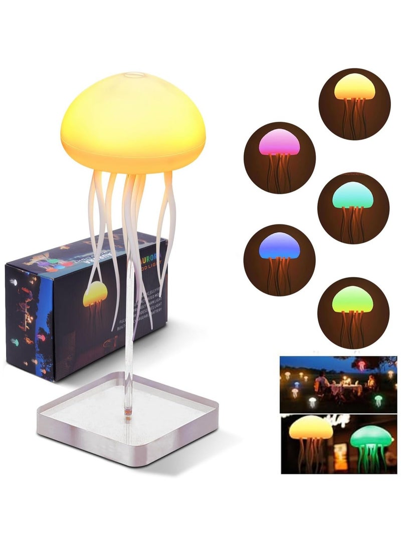 اورورا مصباح ليلي LED من AURORA Jellyfish، مصباح لمس RGB قابل لإعادة الشحن مع تحكم صوتي - مصباح طاولة ومعلق لغرفة النوم - Image 2
