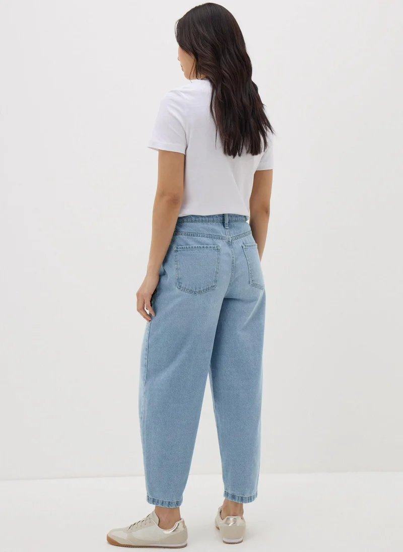 Matalan Blue Light Wash Barrell Leg Jeans