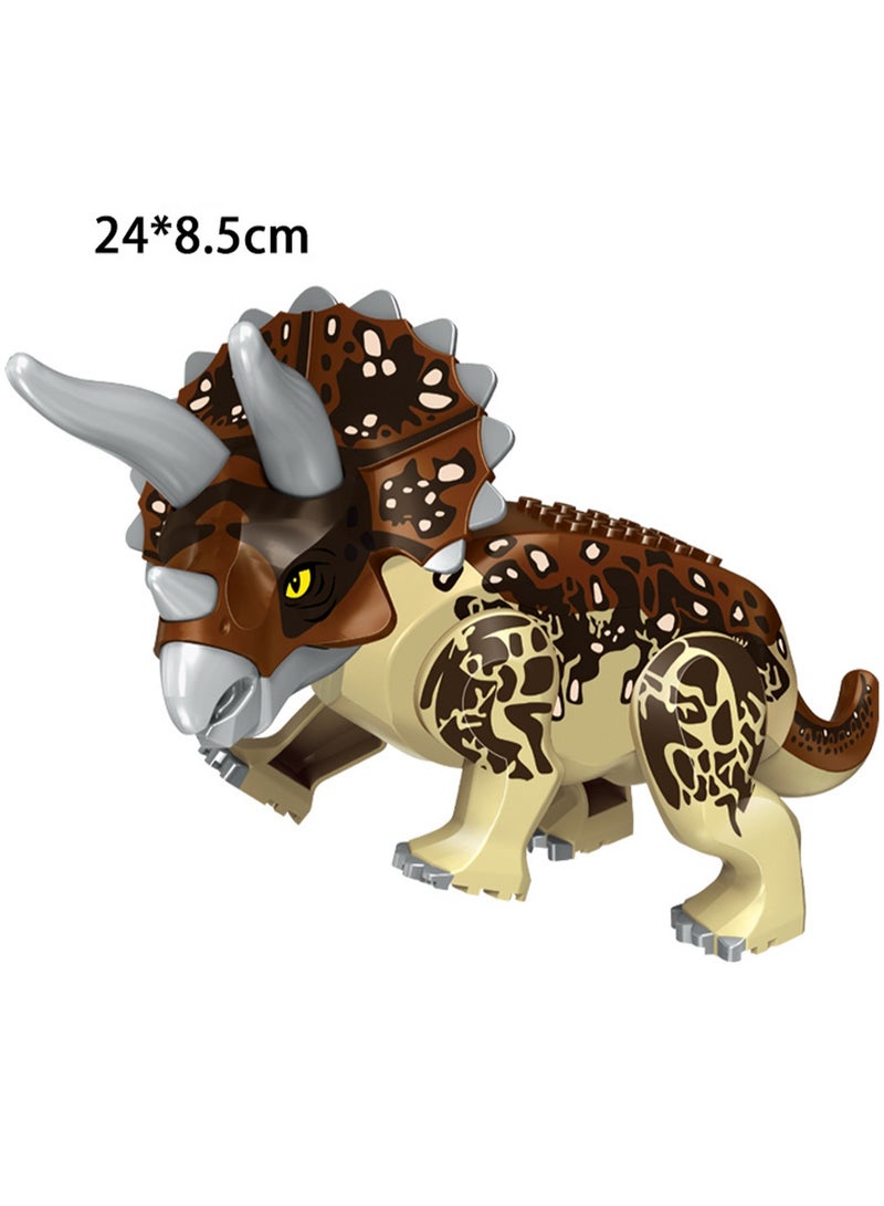 1-Pack Jurassic Large Dinosaur Building Blocks Tyrannosaurus Rex Quetzalcoatlus Spinosaurus Activity Model Children'S Toy (Triceratops 24*8.5cm) - Image 2
