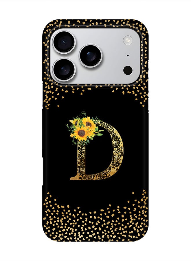 Stylizedd For iPhone 17 Pro,Case, [Compatible with MagSafe] Magnetic cover Slim fit Protection Matte, - Custom Floral Monogram - D ( Black )