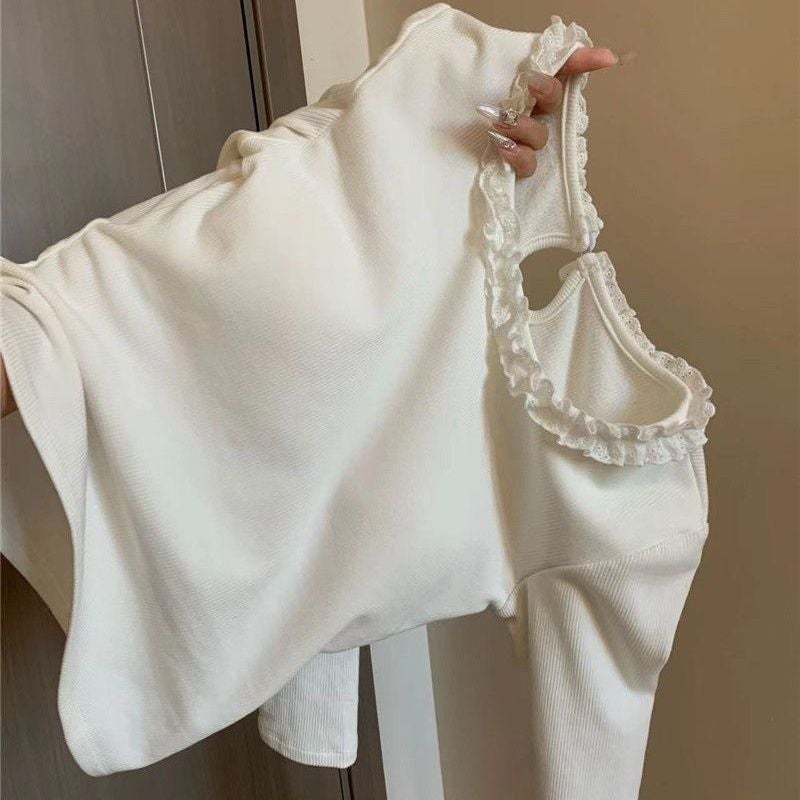 Women'S Children'S Wear T-Shirt Baby'S Western Style Children'S Personality Trendy Chanel Style Ladies Lace Internet Celebrant Fashionable Base Shirt - Image 4