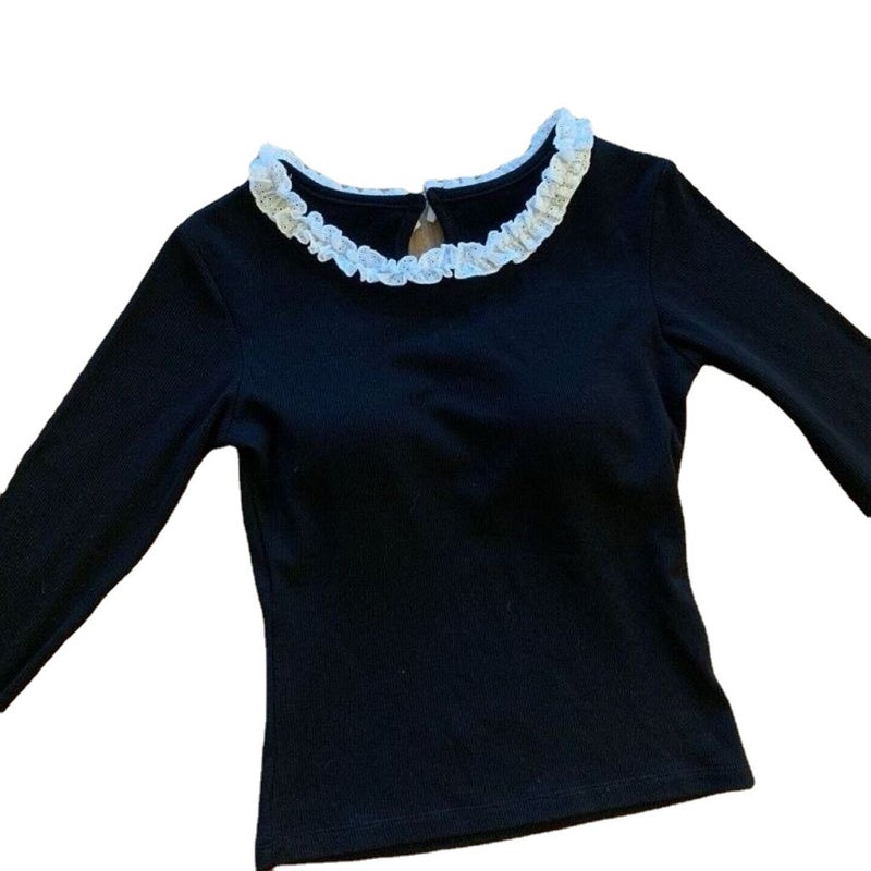 Women'S Children'S Wear T-Shirt Baby'S Western Style Children'S Personality Trendy Chanel Style Ladies Lace Internet Celebrant Fashionable Base Shirt - Image 5