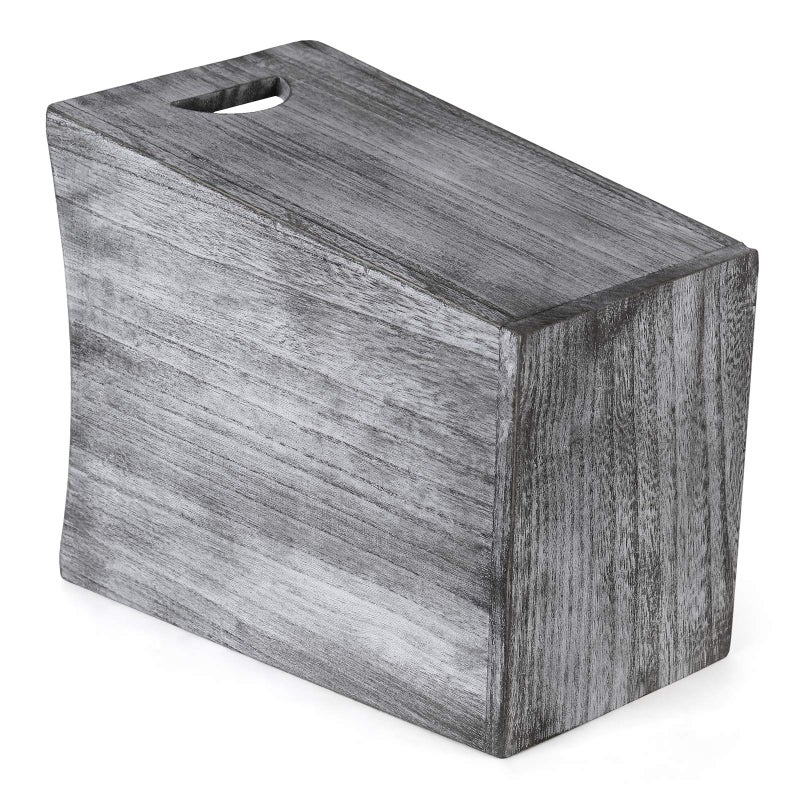 BTY Farmhouse Wooden Trash Can, Small Square Wastebasket Garbage Container Bin Holder, Rustic Torched Home Kitchen Office Trash Cans with Handle for Living Room, Dorm - Gray Green - Image 4