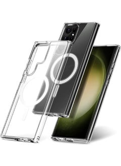 حافظة جالكسي شفافة لموبايل سامسونج جالكسي اس 23 الترا (Samsung Galaxy S23 Ultra)، متوافق مع ماغ سيف للشحن اللاسلكي، حافظة رفيعة للغاية مضادة للصدمات وشفافة 6.8 انش (2023)