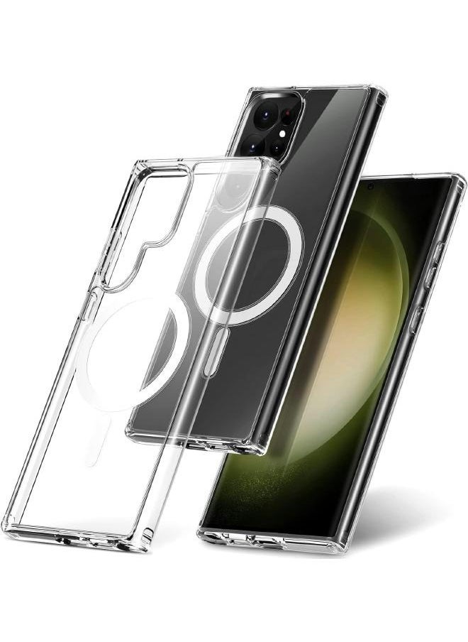 ماركة غير محددة - حافظة جالكسي شفافة لموبايل سامسونج جالكسي اس 23 الترا (Samsung Galaxy S23 Ultra)، متوافق مع ماغ سيف للشحن اللاسلكي، حافظة رفيعة للغاية مضادة للصدمات وشفافة 6.8 انش (2023) - Image 1