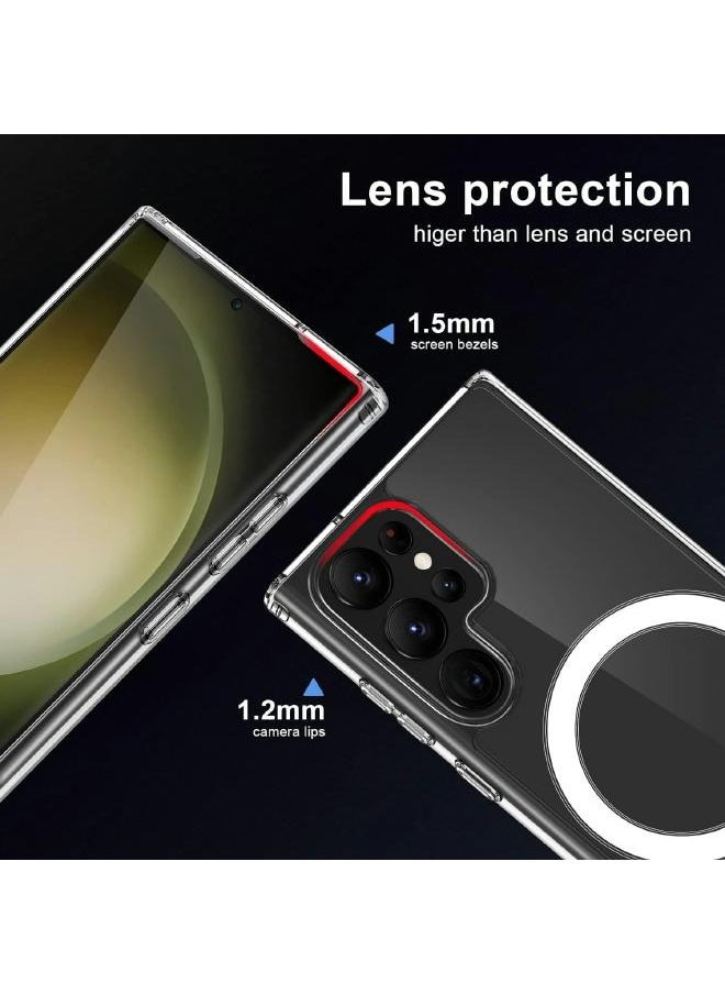 ماركة غير محددة - حافظة جالكسي شفافة لموبايل سامسونج جالكسي اس 23 الترا (Samsung Galaxy S23 Ultra)، متوافق مع ماغ سيف للشحن اللاسلكي، حافظة رفيعة للغاية مضادة للصدمات وشفافة 6.8 انش (2023) - Image 1