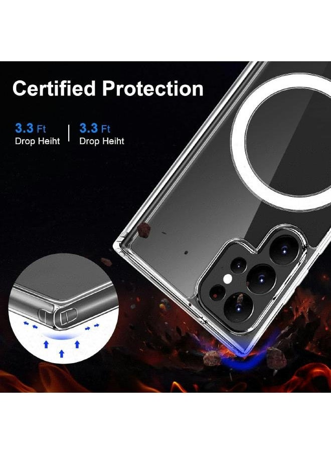 ماركة غير محددة - حافظة جالكسي شفافة لموبايل سامسونج جالكسي اس 23 الترا (Samsung Galaxy S23 Ultra)، متوافق مع ماغ سيف للشحن اللاسلكي، حافظة رفيعة للغاية مضادة للصدمات وشفافة 6.8 انش (2023) - Image 1