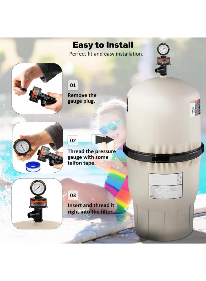 HOZOL Manual Air Relief Valve for Pool and Spa Filters, Pool Filter Air Relief Valve with Pressure Gauge Replacement, Air Relief Valve for Pool Filter, Includes Gauge Plug, Pressure Gauge, O-Rings, Clips.  - Image 3