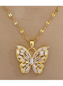 Butterfly Rhinestone Necklace - Luxury All-Match Titanium Steel Clavicle Chain, Light, Full Rhinestone Decor, Durable and Stylish Jewelry