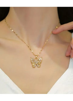 Home Clearance Sale Butterfly Rhinestone Necklace - Luxury All-Match Titanium Steel Clavicle Chain, Light, Full Rhinestone Decor, Durable and Stylish Jewelry  - Image 2
