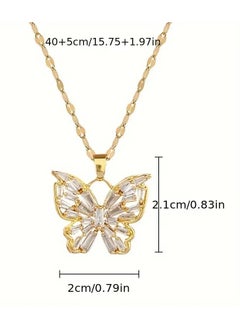 Home Clearance Sale Butterfly Rhinestone Necklace - Luxury All-Match Titanium Steel Clavicle Chain, Light, Full Rhinestone Decor, Durable and Stylish Jewelry  - Image 3