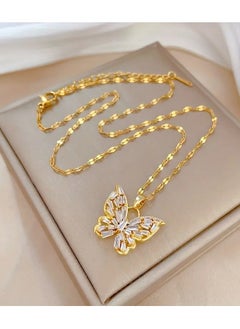 Home Clearance Sale Butterfly Rhinestone Necklace - Luxury All-Match Titanium Steel Clavicle Chain, Light, Full Rhinestone Decor, Durable and Stylish Jewelry  - Image 4