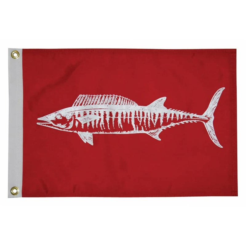 Taylor Made Fisherman's Catch Red Wahoo Fish Boat Flag, 12" x 18" 200-Denier Water-Repellent Nylon, Screen-Printed Fabric, Decorative for Marine, Boating, Marina, Dock Decor, Brass Grommets - 4118