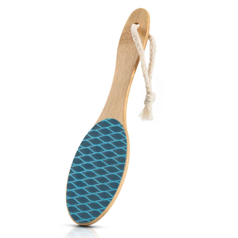 FVION Bamboo Foot File Callus Remover - Portable Foot Scrubber Pedicure Feet Sander File, Double-Sided Heel Scraper for Smooth and Soft Feet - Image 1