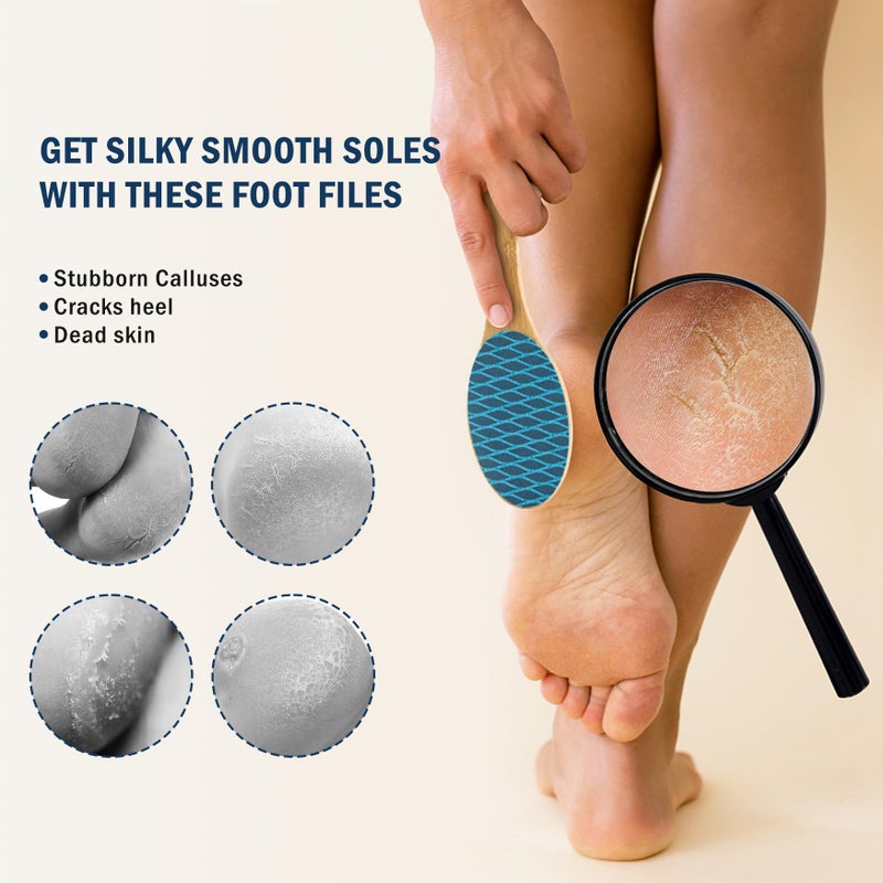 FVION Bamboo Foot File Callus Remover - Portable Foot Scrubber Pedicure Feet Sander File, Double-Sided Heel Scraper for Smooth and Soft Feet - Image 2