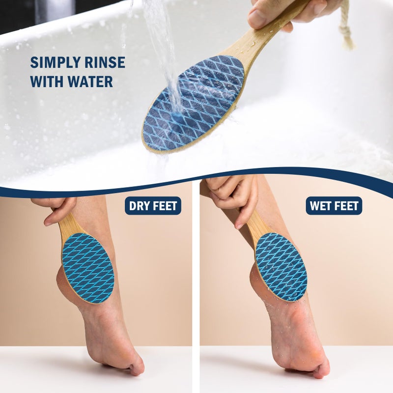 FVION Bamboo Foot File Callus Remover - Portable Foot Scrubber Pedicure Feet Sander File, Double-Sided Heel Scraper for Smooth and Soft Feet - Image 4