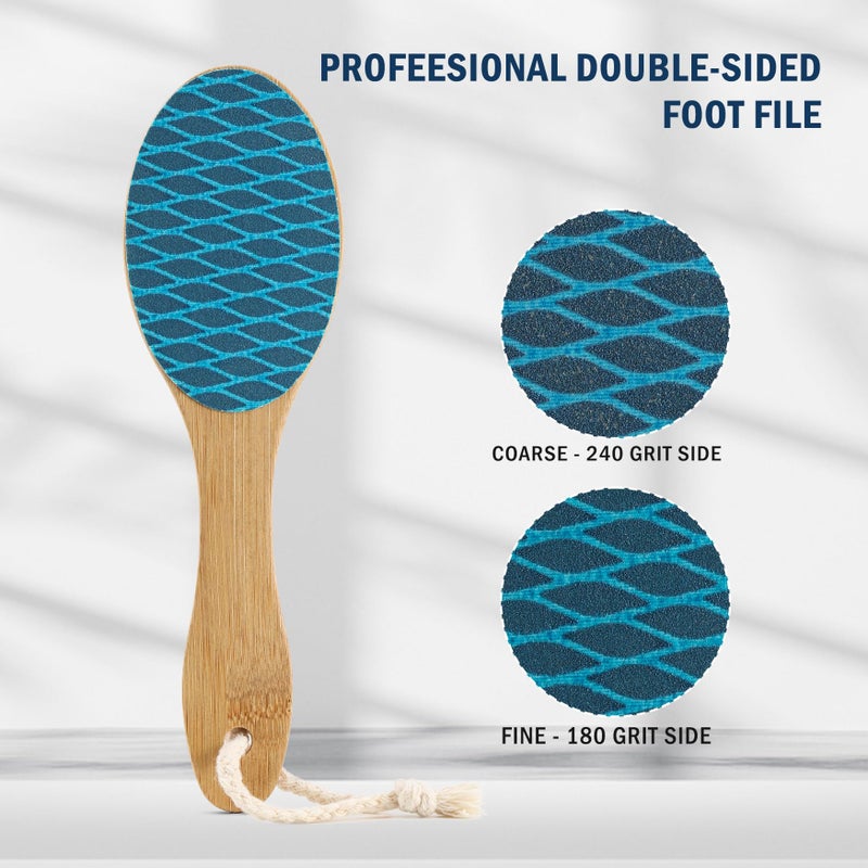 FVION Bamboo Foot File Callus Remover - Portable Foot Scrubber Pedicure Feet Sander File, Double-Sided Heel Scraper for Smooth and Soft Feet - Image 5