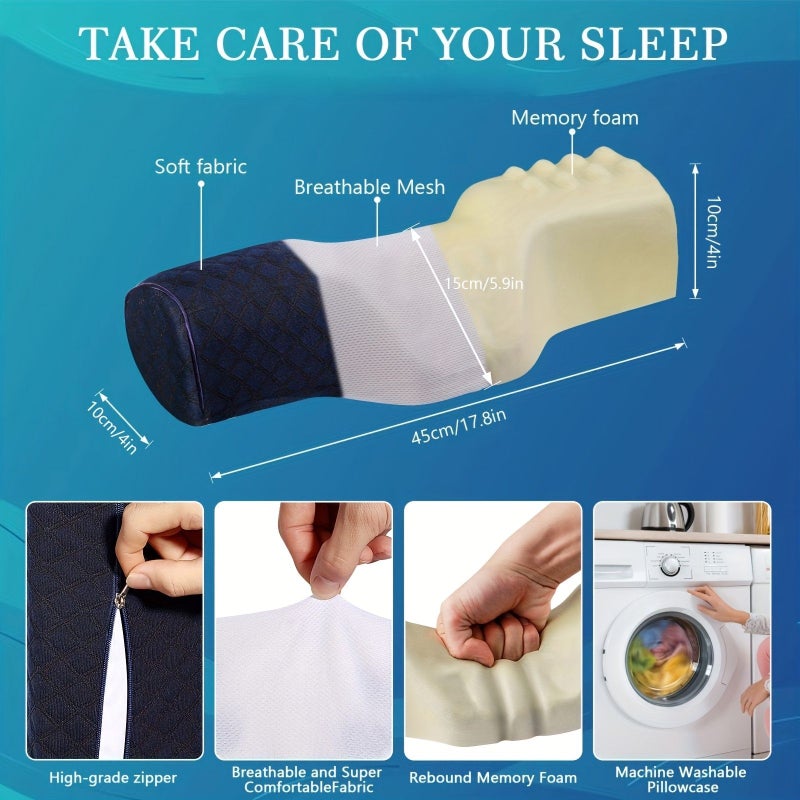 Dark Blue Cervical Support Pillow Ergonomic Neck Care On the Go Comfort Instant Relaxation Leg Cushion - Image 3