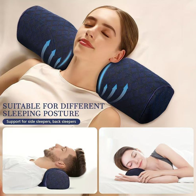 Dark Blue Cervical Support Pillow Ergonomic Neck Care On the Go Comfort Instant Relaxation Leg Cushion - Image 4