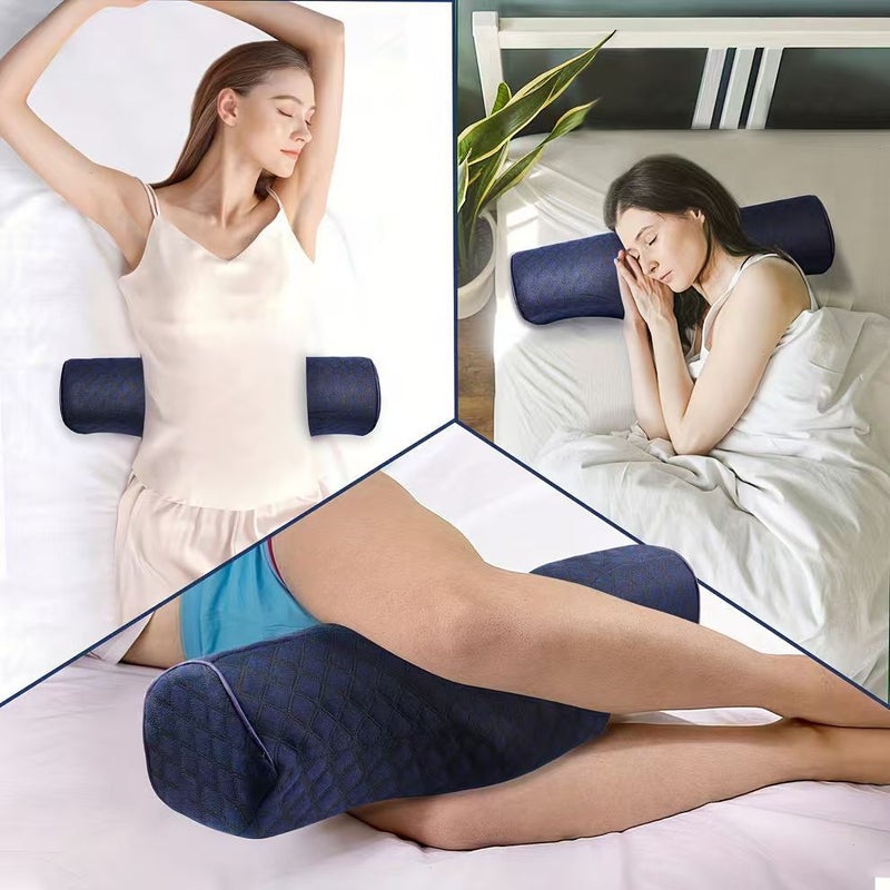 Dark Blue Cervical Support Pillow Ergonomic Neck Care On the Go Comfort Instant Relaxation Leg Cushion - Image 5