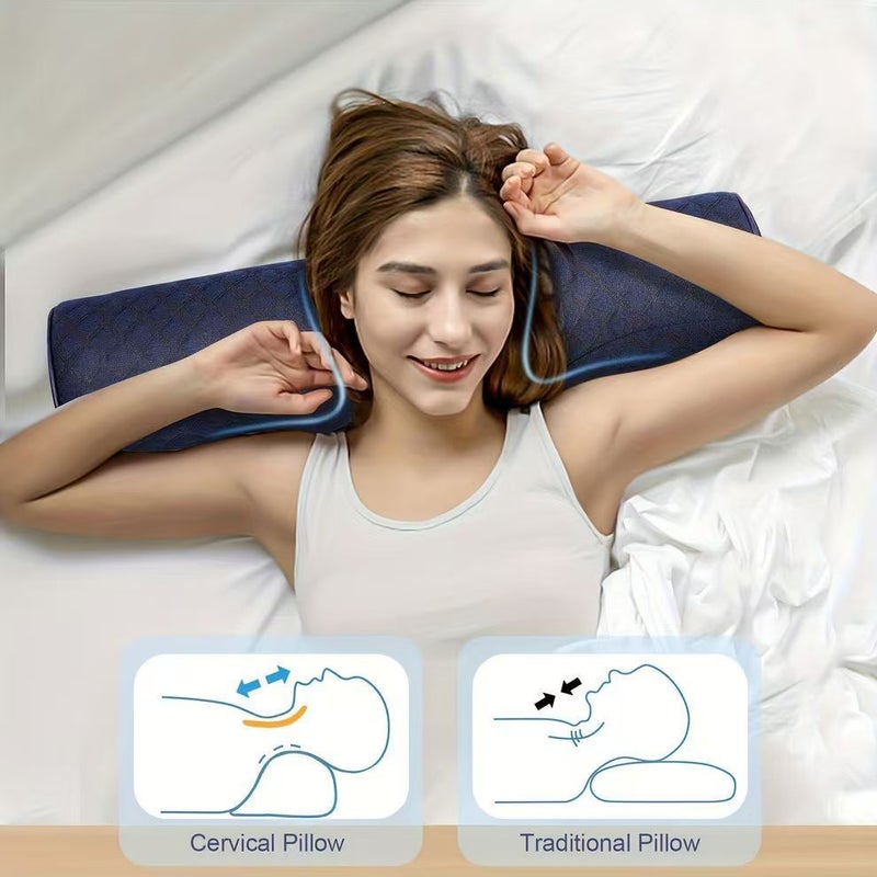 Dark Blue Cervical Support Pillow Ergonomic Neck Care On the Go Comfort Instant Relaxation Leg Cushion - Image 2
